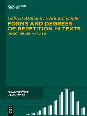 cover image of Forms and Degrees of Repetition in Texts